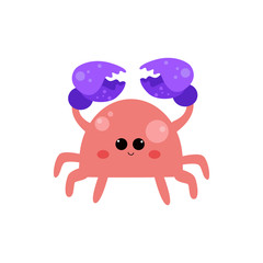 Crab Character Cute Cartoon Funny Happy Vector Template Design Illustration