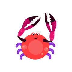 Crab Character Cute Cartoon Funny Happy Vector Template Design Illustration