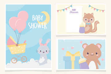 baby shower cute little animals greeting cards collection