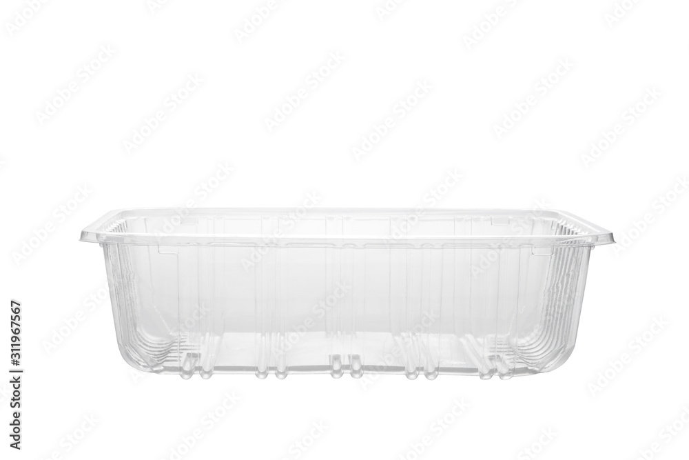 Wall mural transparent plastic food tray isolated on white background - Wall murals