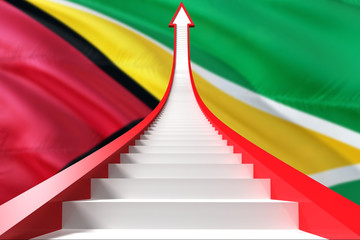 Guyana success concept. Graphic shaped staircase showing positive financial growth. Business theme.