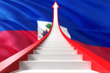 Haiti success concept. Graphic shaped staircase showing positive financial growth. Business theme.