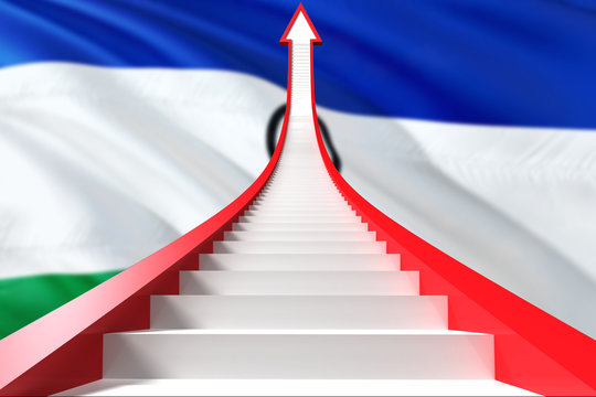 Lesotho success concept. Graphic shaped staircase showing positive financial growth. Business theme.