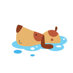 Dog Cute Cartoon Activity Vector Template Design Logo Illustration