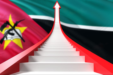 Mozambique success concept. Graphic shaped staircase showing positive financial growth. Business theme.