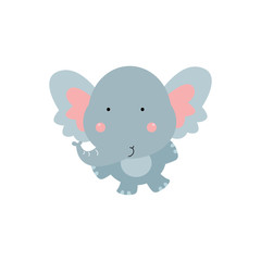 Elephant Cute Cartoon Character Animal Logo Vector Template Design Illustration