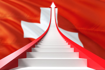 Switzerland success concept. Graphic shaped staircase showing positive financial growth. Business theme.