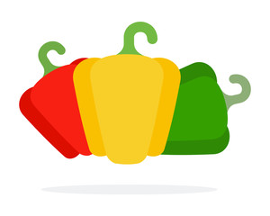 Red, yellow and green peppers