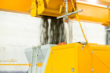 automatic concrete mixer line for the production of concrete in an industrial factory.
