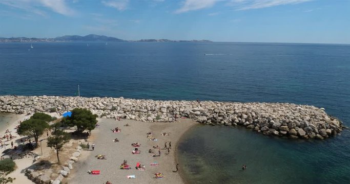 Marseille l'Estaque, bouches du rh&ocirc;ne, provence, France. The beach of Corbieres, Marseille l Estaque