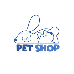 Fototapeta premium Pet shop Logo Cartoon Animals Dog Cat Vector Template Design Illustration Icon