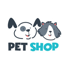 Fototapeta premium Pet shop Logo Cartoon Animals Dog Cat Vector Template Design Illustration Icon