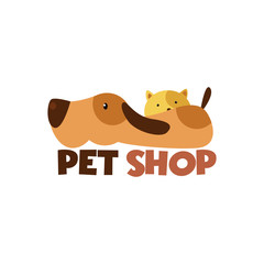 Pet shop Logo Cartoon Animals Dog Cat Vector Template Design Illustration Icon