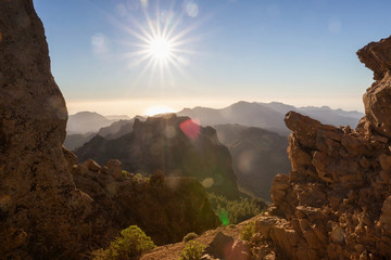 View of Roque Nublo, Gran Canaria in the Canary Islands	