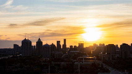 skyline at sunset