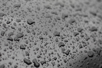 raindrops on hood of car