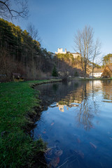 Fototapeta na wymiar Pond with Reflection in Austria near Castle Stixenstein