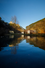 Fototapeta premium Pond with Reflection in Austria near Castle Stixenstein