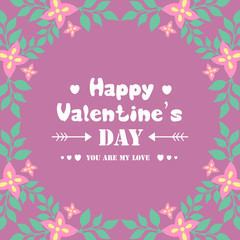 Beautiful pink floral frame, isolated on an elegant magenta background, for happy valentine greeting card design. Vector