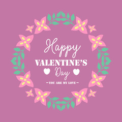 Beautiful Ornate pink floral frame, for happy valentine greeting card design. Vector
