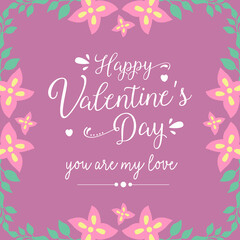 Beautiful Ornate pink floral frame, for happy valentine greeting card design. Vector