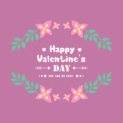Decorative frame with elegant pink flower, for romantic happy valentine invitation card design. Vector