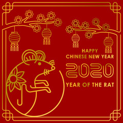 Fototapeta na wymiar 2020 Chinese New Year decorative elements. Happy Chinese New Year 2020, new year, Chinese new year 2020 year of the rat, Chinese new year greetings, Year of the Rat, lunar new year, 2020 Beginning con