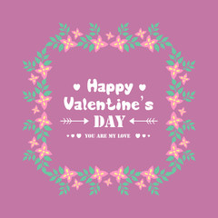 Naklejka na ściany i meble Romantic and elegant wreath frame, for happy valentine greeting card decor. Vector