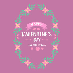 Unique Decorative of happy valentine invitation card, with beautiful leaf and floral frame. Vector