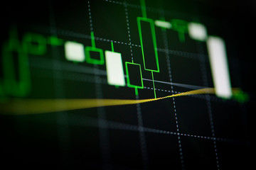 Stock market graph business / forex trading and candlestick analysis investment indicator of financial board display money price stock chart exchange growth money up trend concept digital