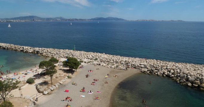 Marseille l'Estaque, bouches du rh&ocirc;ne, provence, France. The beach of Corbieres, Marseille l Estaque