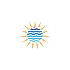 Sun wave logo template vector icon illustration