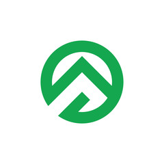 green mountain geometric line circle logo vector