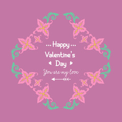 Shape of elegant happy valentine invitation card, with unique leaf and flower frame. Vector