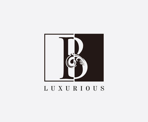 B Letter Logo. Black and White B With Classy Leaves Shape design perfect for fashion, Jewelry, Beauty Salon, Cosmetics, Spa, Hotel and Restaurant Logo.