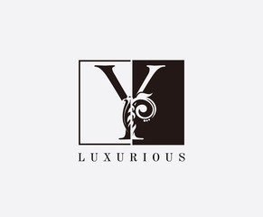 Y Letter Logo. Black and White Y With Classy Leaves Shape design perfect for fashion, Jewelry, Beauty Salon, Cosmetics, Spa, Hotel and Restaurant Logo.