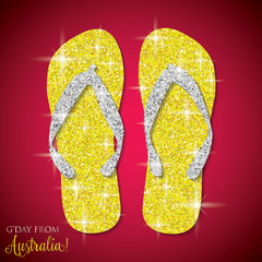 Shiny iridescent glitter Australian Thongs (Flip Flops) in vector format.