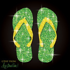 Shiny iridescent glitter Australian Thongs (Flip Flops) in vector format.