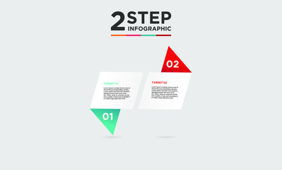 2 step infographic element. Business concept with twooptions and number, steps or processes. data visualization. Vector illustration.