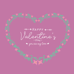 Elegant leaf and flower frame design, for happy valentine card template design. Vector