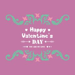 Unique leaf and flower frame design, for happy valentine greeting card decor. Vector