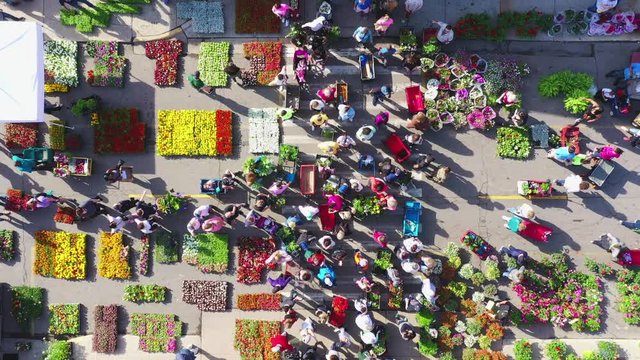Eastern Market Detroit Aerial Shot.  This shot is from Flower Day in 2019. An annual event in Detroit.