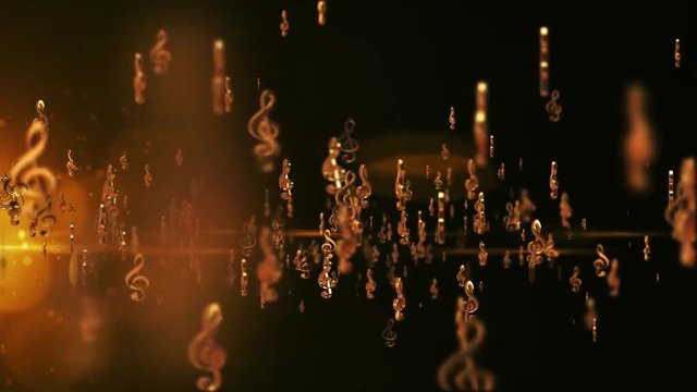 Golden Music Note animated motion Background loops