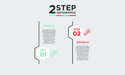 2 step infographic element. Business concept with twooptions and number, steps or processes. data visualization. Vector illustration.