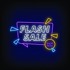 Flash Sale Neon Signs Style Text Vector