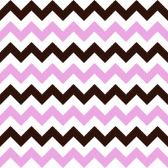 Seamless pattern with white, pink and brown zigzag. Abstract vector background.