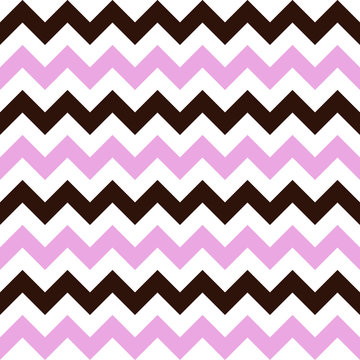 Seamless pattern with white, pink and brown zigzag. Abstract vector background.