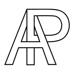 Logo sign ap, pa icon sign interlaced letters A,P vector logo ap, pa first capital letters pattern alphabet a, p