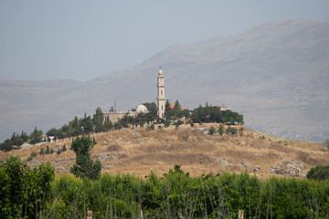 Fototapeta na wymiar A mosque in the Beqaa valley. Beqaa Valley, Lebanon - June, 2019