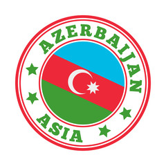 Azerbaijan sign. Round country logo with flag of Azerbaijan. Vector illustration.